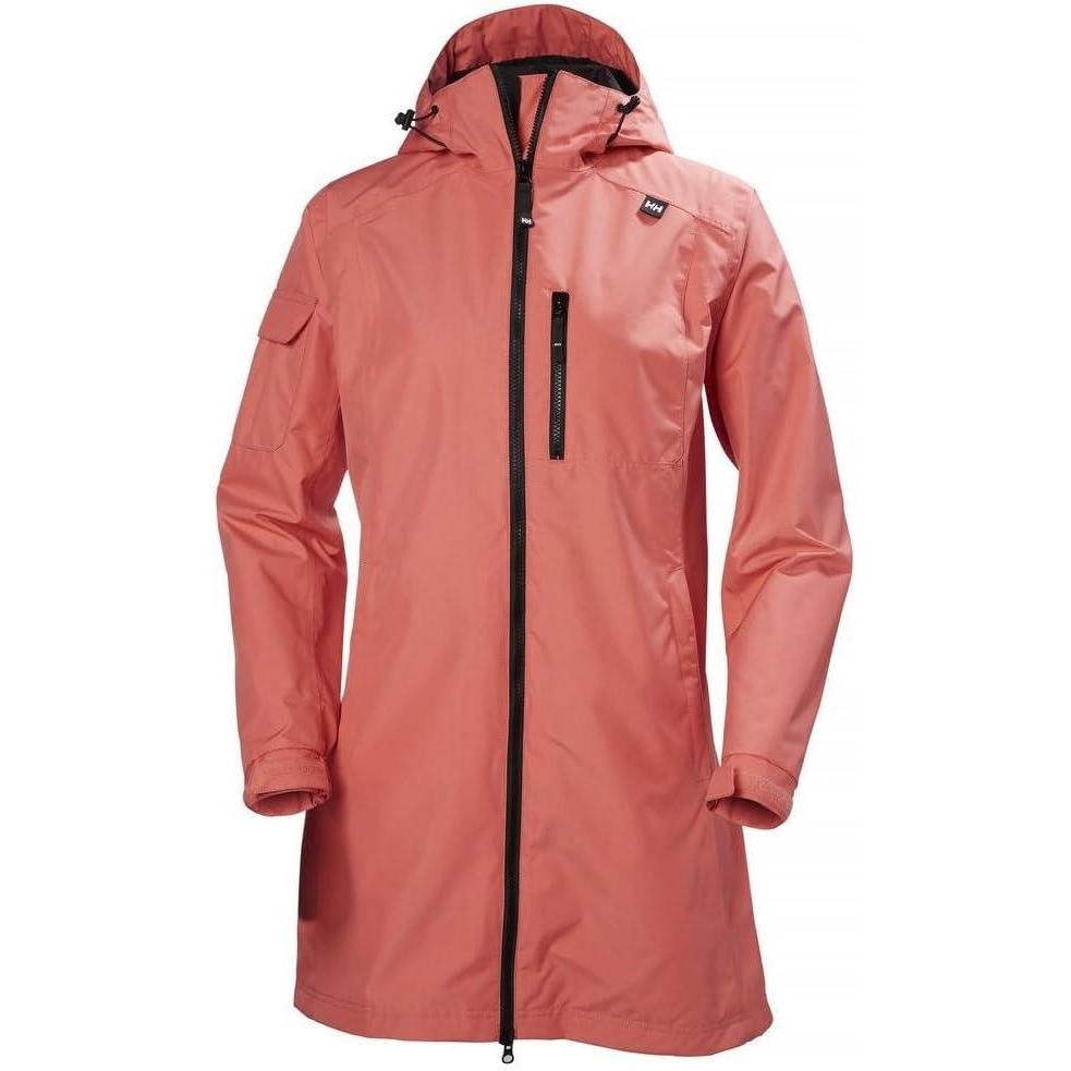imageHelly Hansen Womens Long Belfast Lightweight Waterproof Windproof Breathable Raincoat Jacket with HoodShell Pink
