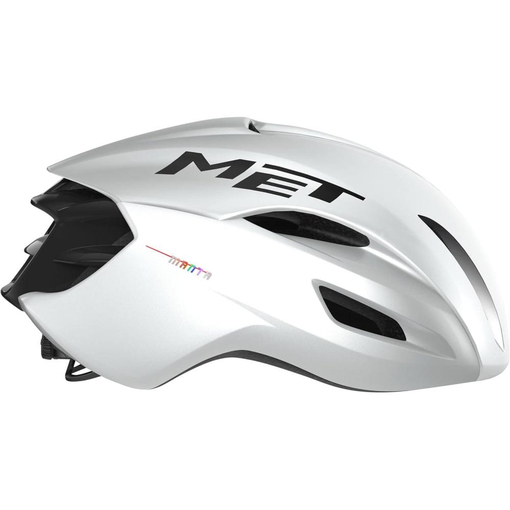 imageMET Manta MIPS Aero Road Bike Helmet Lightweight Aerodynamic Cycling Helmet for Adults Internal Air Channeling MIPSC2 Tech Sunglasses PortWhite Holographic Glossy