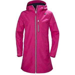 Helly Hansen Women’s Long Belfast Lightweight Waterproof Windproof Breathable Raincoat Jacket with Hood(Dragon Fruit)