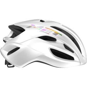 MET Rivale MIPS Road Bike Helmet | Lightweight Adult Cycling Helmet, Aero Shape, 360-Degree Adjustable Head Belt, Internal Air Channeling, Sunglasses Port(White Holographic Glossy)