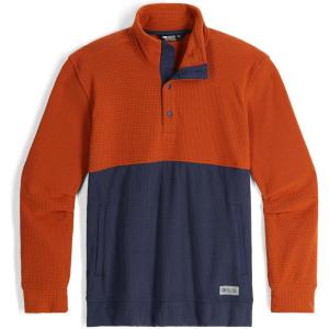 Outdoor Research Men’s Trail Mix Snap Pullover – Comfortable Mid-Layer Sweater(Terra/Naval Blue)