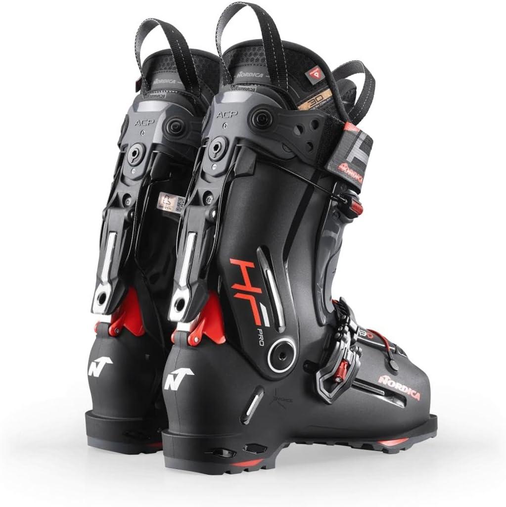 imageNordica Mens HF Pro 130 Durable EasyEntry High Traction Adjustable Fit Warm Insulated AllMountain Ski BootsBlackAnthraciteRed
