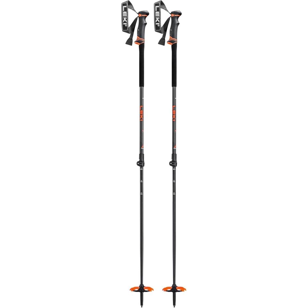 imageLEKI Helicon Lite Aluminum Adjustable Lightweight Ski Poles for Backcountry Skiing ampamp SnowboardingDark AnthraciteNeonorangeBlack