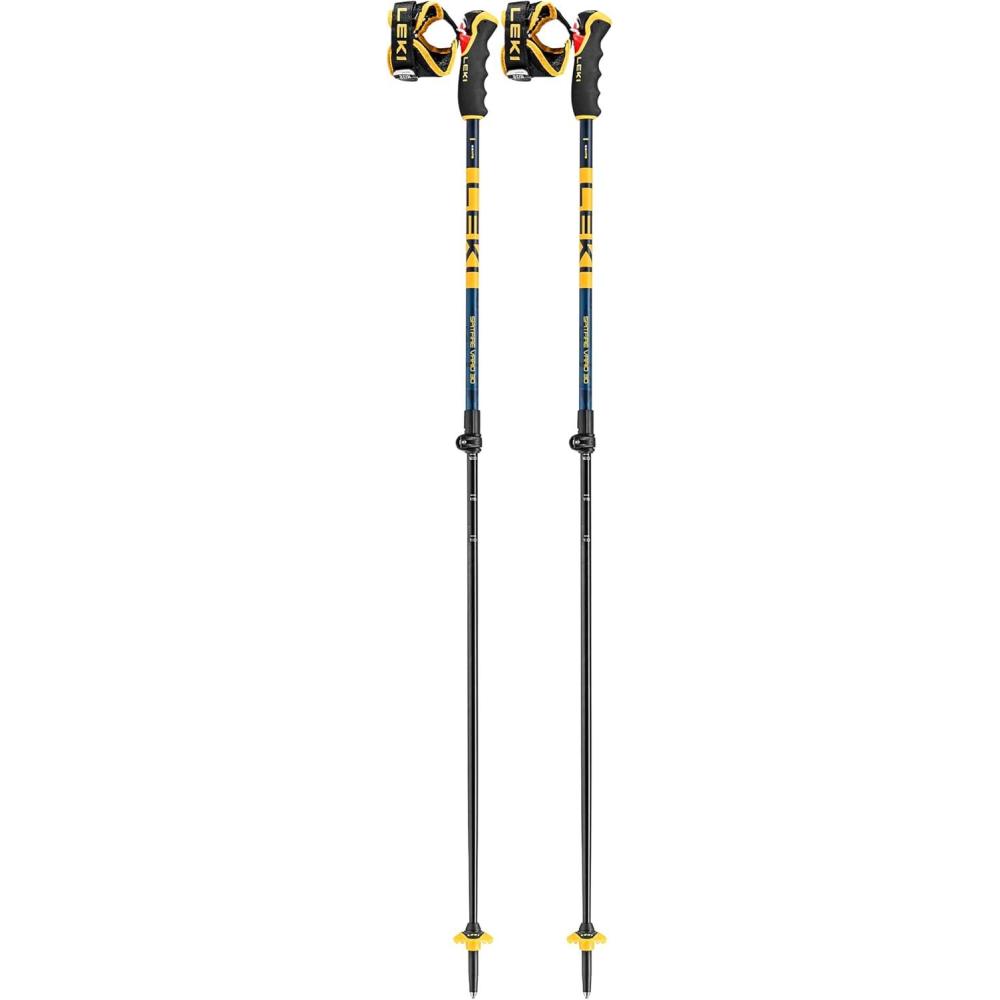 imageLEKI Spitfire Vario 3D Adjustable Lightweight Aluminum Ski Poles for Alpine ampamp Backcountry SkiingDenimblueAegeanblueMustardyellow