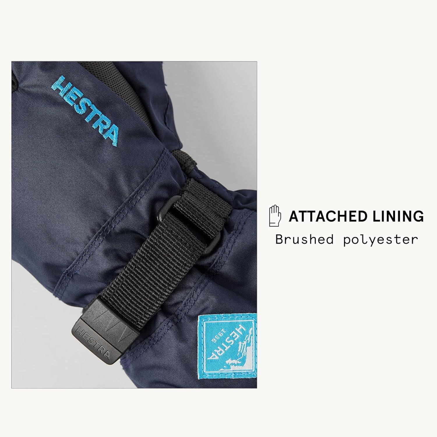 imageHestra Gauntlet CZone Junior Glove Youth 413yrs Waterproof Insulated 3Finger Kids Snow Gloves for Winter Skiing ampamp Playing in The SnowDark NavyTurquise