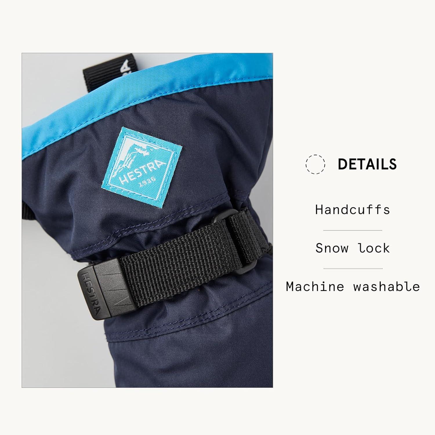 imageHestra Gauntlet CZone Junior Glove Youth 413yrs Waterproof Insulated 3Finger Kids Snow Gloves for Winter Skiing ampamp Playing in The SnowDark NavyTurquise