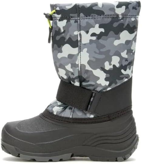 imageKamik Rocket Insulated Snow Boots Waterproof Upper for Kids Snow Boots Adjustable Collar ampamp Lace LockBlackCharcoal