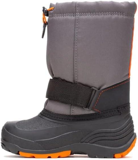imageKamik Rocket Insulated Snow Boots  Waterproof Upper for Kids Snow Boots  Adjustable Collar ampamp Lace LockCharcoalFlame