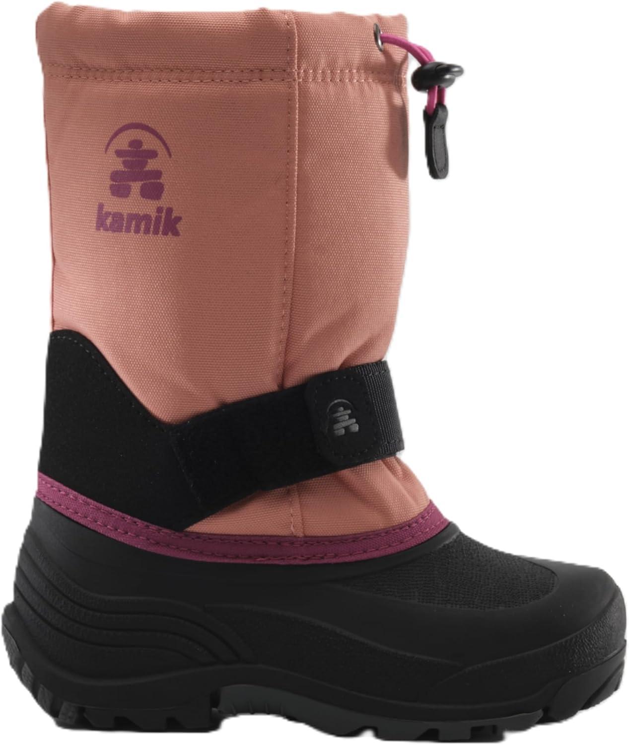 imageKamik Rocket Insulated Snow Boots  Waterproof Upper for Kids Snow Boots  Adjustable Collar ampamp Lace LockPinkPeach