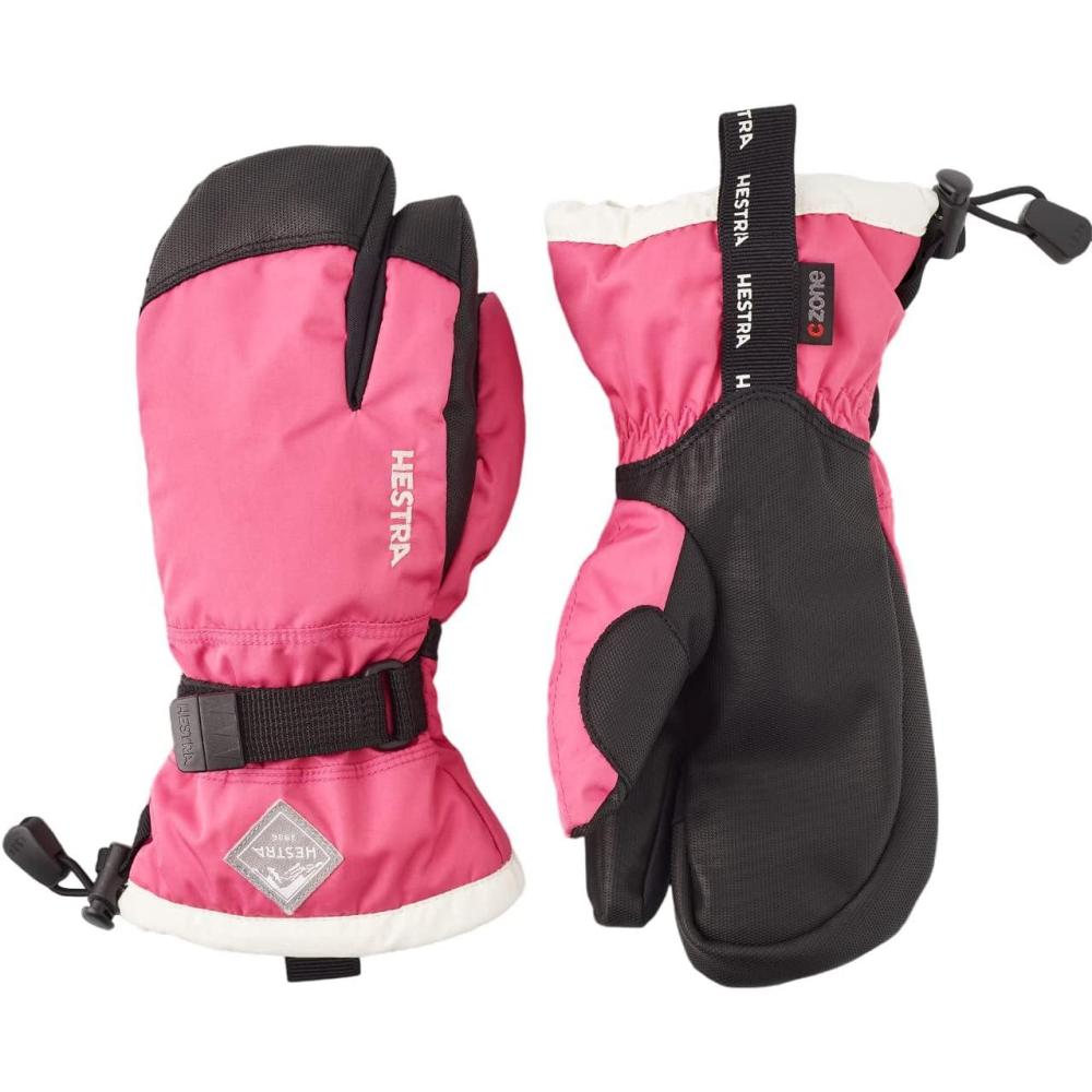 imageHestra Gauntlet CZone Junior Glove Youth 413yrs  Waterproof Insulated 3Finger Kids Snow Gloves for Winter Skiing ampamp Playing in The SnowFuchsiaIvory