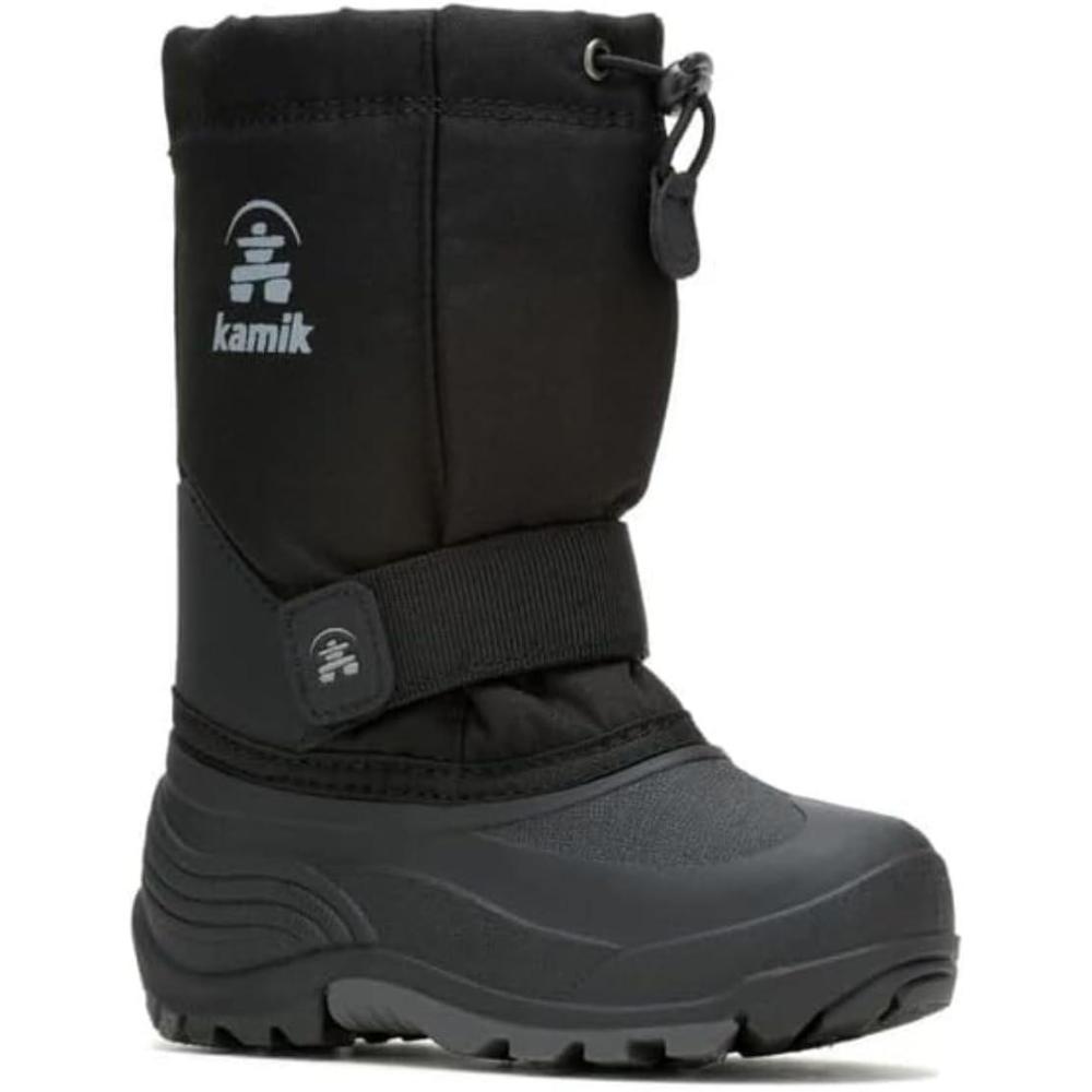 imageKamik Rocket Insulated Snow Boots  Waterproof Upper for Kids Snow Boots  Adjustable Collar ampamp Lace LockBlack