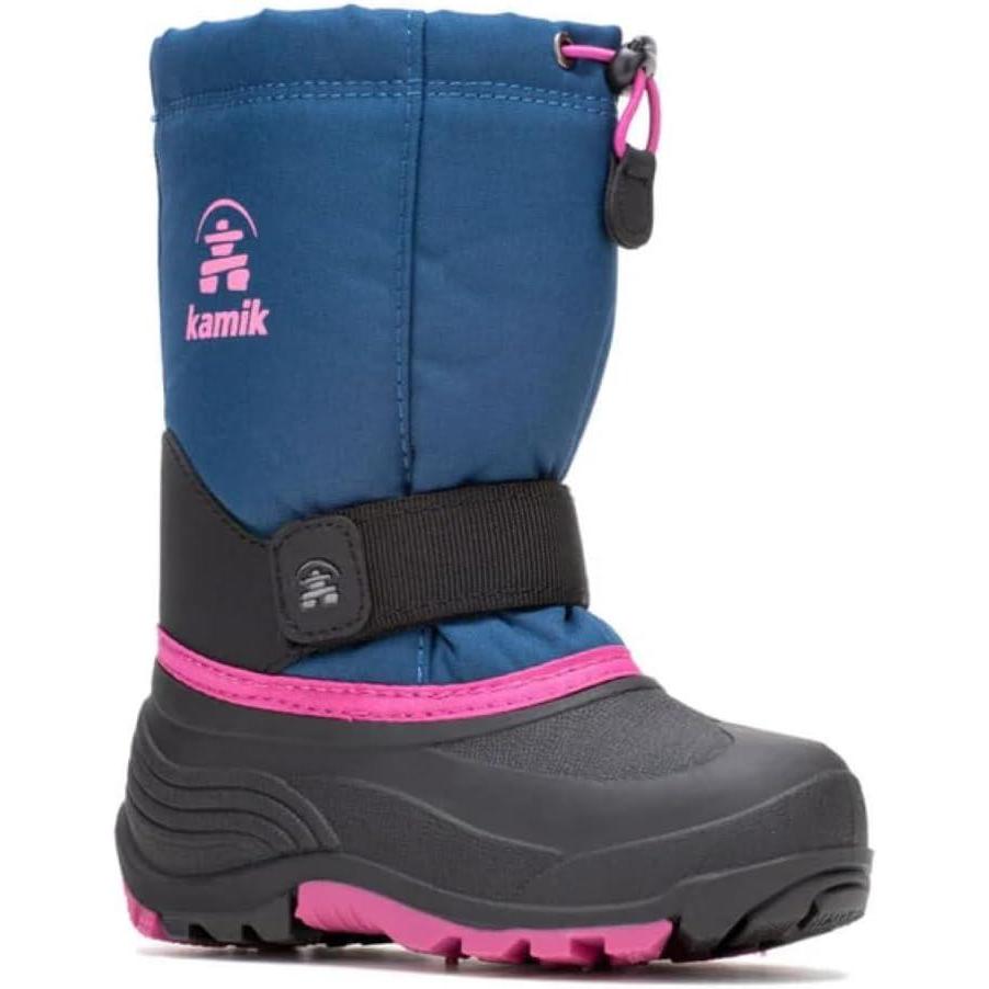 imageKamik Rocket Insulated Snow Boots Waterproof Upper for Kids Snow Boots Adjustable Collar ampamp Lace LockLight Navy