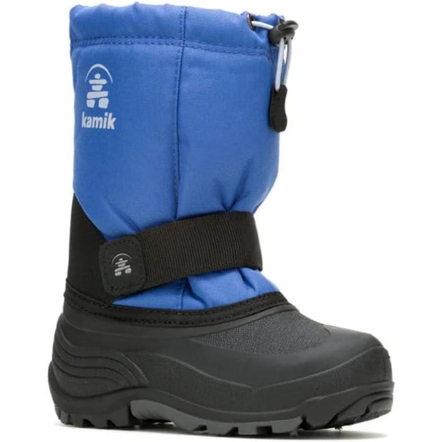 imageKamik Rocket Insulated Snow Boots Waterproof Upper for Kids Snow Boots Adjustable Collar ampamp Lace LockMid Blue