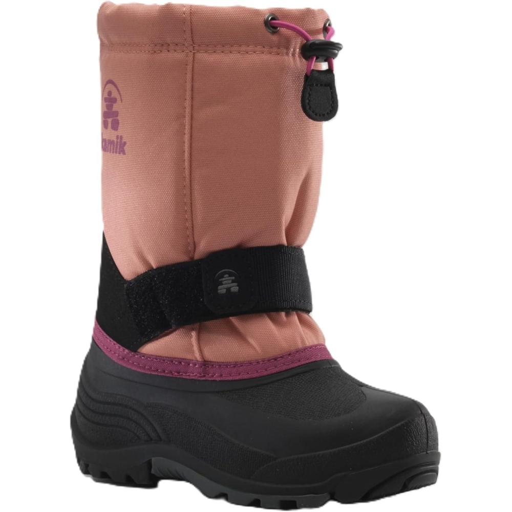 imageKamik Rocket Insulated Snow Boots  Waterproof Upper for Kids Snow Boots  Adjustable Collar ampamp Lace LockPinkPeach