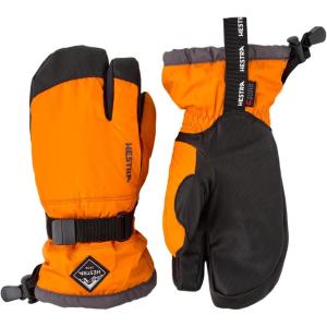 Hestra Gauntlet CZone Junior Glove (Youth 4-13yrs) | Waterproof, Insulated 3-Finger Kids Snow Gloves for Winter, Skiing & Playing in The Snow(Orange/Graphite)