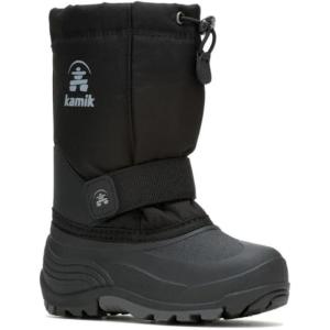 Kamik Rocket Insulated Snow Boots – Waterproof Upper for Kids Snow Boots – Adjustable Collar & Lace Lock(Black)