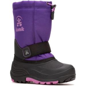 Kamik Rocket Insulated Snow Boots – Waterproof Upper for Kids Snow Boots – Adjustable Collar & Lace Lock(Purple/Orchid)